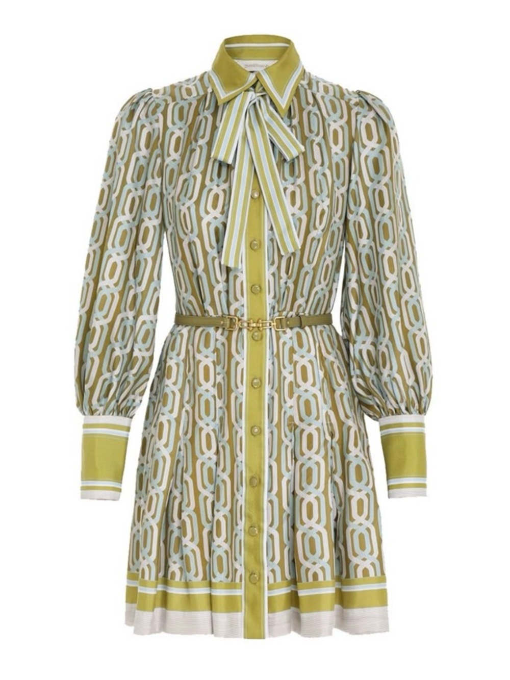 Zimmermann rhythm silk mini shirt dress with belt size AU 2